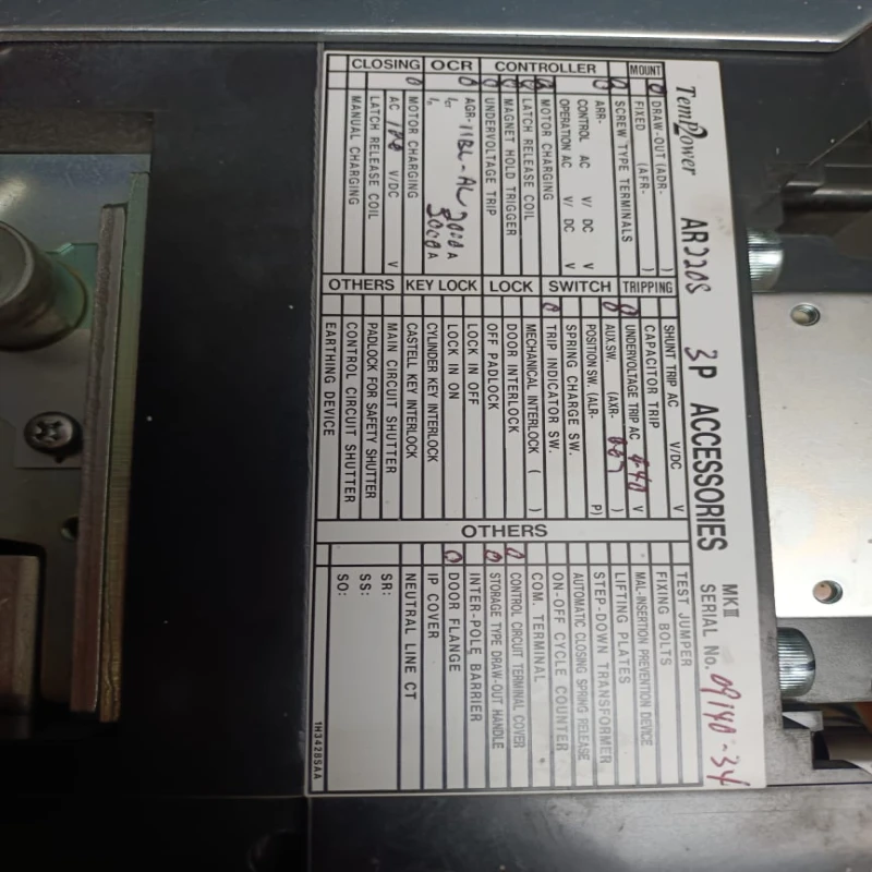 Terasaki TemPower2 AR220S Air Circuit Breaker (ACB) – Drawout Type, High Performance Protection for Industrial Power Distribution thumbnail 18